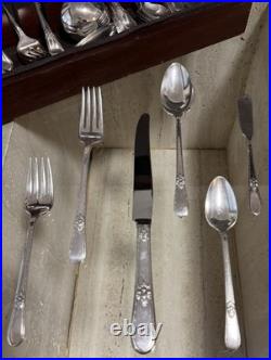 1847 Rogers Bros Vintage Silver Plate 1957 Adoration 91-Pc Flatware Set For 12