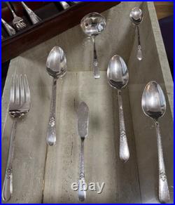 1847 Rogers Bros Vintage Silver Plate 1957 Adoration 91-Pc Flatware Set For 12