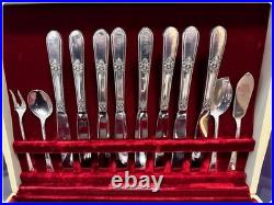 1847 Rogers Bros Vintage Silver Plate 1957 Adoration R 74-Pc Flatware Set 8