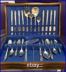 1847 Rogers Bros Vintage Silver Plate 49-Pc King Frederick Flatware Set for 8