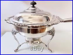 1847 Rogers Bros. Vintage Silver Plate 6-Pc Heritage Chafing Dish & Burner