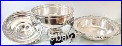 1847 Rogers Bros. Vintage Silver Plate 6-Pc Heritage Chafing Dish & Burner