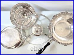 1847 Rogers Bros. Vintage Silver Plate 6-Pc Heritage Chafing Dish & Burner