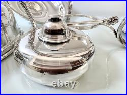 1847 Rogers Bros. Vintage Silver Plate 6-Pc Heritage Chafing Dish & Burner