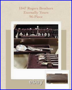 1847 Rogers Bros Vintage Silver Plate 96-Pc Eternally Yours Flatware Set For 12 1847 Rogers Bros Vintage Silver Plate 96-Pc Eternally Yours Flatware Set For 12
