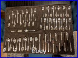 1847 Rogers Bros Vintage Silver Plate First Love Flatware 61 Piece Set