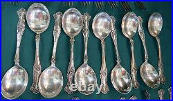 1847 Rogers Bros Vtg. Silverplate Flatware withServing Pcs. Grape Pattern 129 pcs