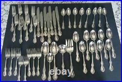 1847 Rogers Bros Wild Rose Silverplated E. P Brass 8 Place Setting Flatware Set