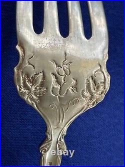 1847 Rogers Bros. Xs Triple Silver Plate Meat Fork Ornate Grapes Hollow Handle
