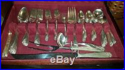 1847 Rogers Brothers 8 Person Daffodil Flatware With Carving Set And Chest 73pcs