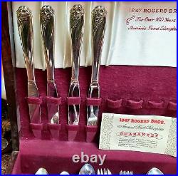 1847 Rogers Brothers Silverplate Silverware Set Antique DAFFODIL 63 pc with box