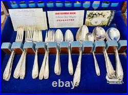 1847 Rogers Daffodil Flatware Service For Eight Original Wood Box 51 Pieces
