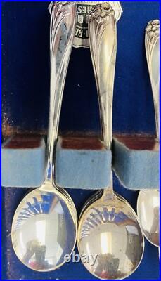 1847 Rogers Daffodil Flatware Service For Eight Original Wood Box 51 Pieces