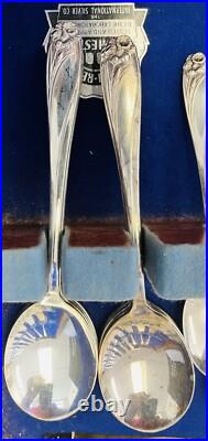1847 Rogers Daffodil Flatware Service For Eight Original Wood Box 51 Pieces
