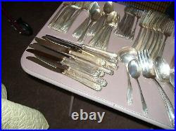 1847 Rogers Daffodil Pattern Silverplate Flatware Service For 12 + Extras