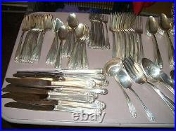 1847 Rogers Daffodil Pattern Silverplate Flatware Service For 12 + Extras