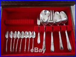 1847 Rogers IS ADORATION silverplate SERVICE FOR 8 + Servers 61 PCS in case