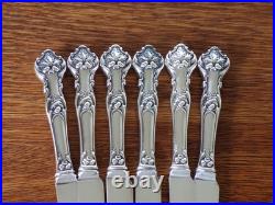 1847 Rogers International CHARTER OAK Silverplate OLD FRENCH All 6 Knives 9 3/4