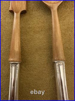 1847 Rogers REMEMBRANCE Silverplate Salad Serving Set- WOODEN HANDLES-UNUSED
