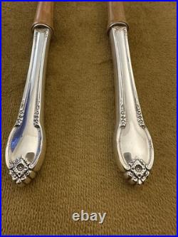1847 Rogers REMEMBRANCE Silverplate Salad Serving Set- WOODEN HANDLES-UNUSED