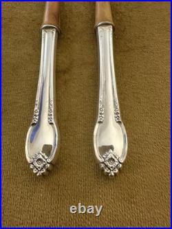 1847 Rogers REMEMBRANCE Silverplate Salad Serving Set- WOODEN HANDLES-UNUSED