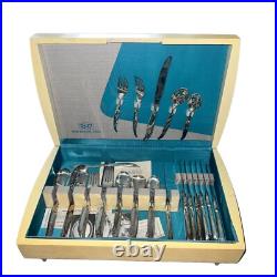 1847 Rogers Silver Plate FLAIR Flatware in Storage Box 52 Pieces Setting for 8
