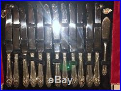 1847 Rogers Silver Plated Flatware Marquise 67 Piece Forks Soup Spoons Knives