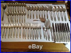 1847 Rogers Silverplate Daffodil Complete Service 8 serving Utensils 58