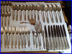 1847 Rogers Silverplate Daffodil Complete Service 8 serving Utensils 58