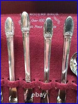 1847 Rogers Silverware Flatware SilverPlate WithChest -FIRST LOVE 61 PIECES