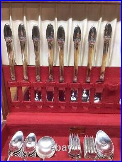 1847 Rogers Silverware Flatware SilverPlate WithChest -FIRST LOVE 63 PIECES