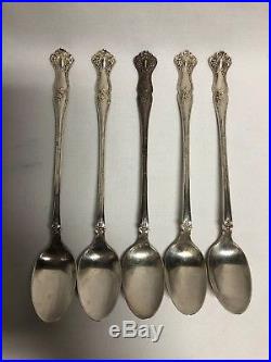 1847 Rogers Vintage Grape Silver Plate 5 Ice Tea Spoons 7 1/2 No Mono
