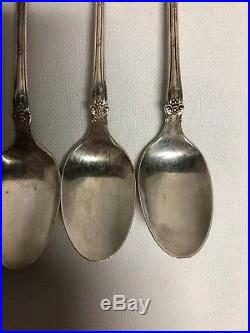 1847 Rogers Vintage Grape Silver Plate 5 Ice Tea Spoons 7 1/2 No Mono