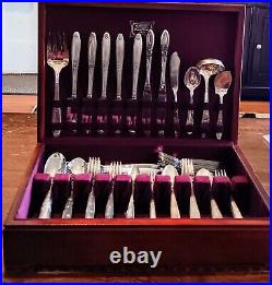 1847 W. M. Rogers/resilco/& Wallace 81 Piece Mixed Flatware Set In Wooden Casing