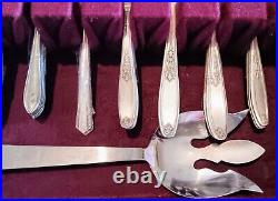 1847 W. M. Rogers/resilco/& Wallace 81 Piece Mixed Flatware Set In Wooden Casing