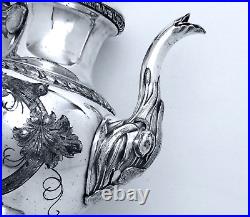 1861 Rogers Bros. Mfg Co. CIVIL War Aesthetic Figural Swan Leaf Weighted Teapot