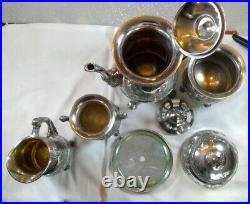 1870s ROGERS SMITH & CO #1924 Silverplate 7-Piece Coffee/Tea Service Set Antique