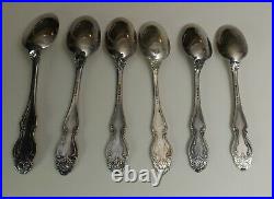 1880 Silverplate Sugar Spooner w Bird Finial by Wm Rogers and 6 Demitasse Spoons