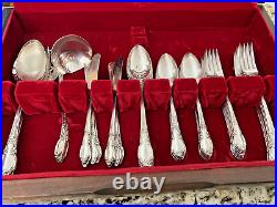 1881 ROGERS ENCHANTMENT SILVERPLATE 63 PCS. ONEIDA LTD. With ORIGINAL CHEST