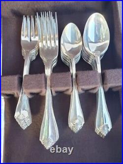 1881 ROGERS ONEIDA KING JAMES SILVERPLATE 43 Pcs FLATWARE Service for 8 +Serving