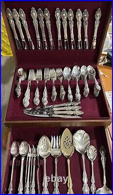 1881 Rogers Oneida Baroque Rose Silverware Set Silverplate112 Pieces