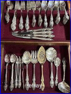 1881 Rogers Oneida Baroque Rose Silverware Set Silverplate112 Pieces