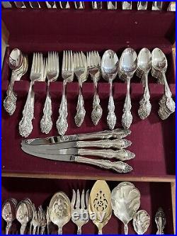 1881 Rogers Oneida Baroque Rose Silverware Set Silverplate112 Pieces