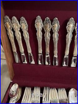 1881 Rogers Oneida Baroque Rose Silverware Set Silverplate112 Pieces