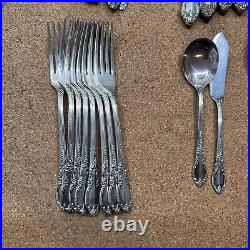1881 Rogers Oneida Enchantment Silver Plate Flatware Lot of 51 with Box Chest