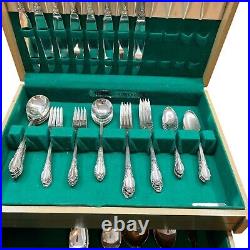 1881 Rogers Oneida Enchantment Silver Plate Flatware Lot of 51 with Box Chest