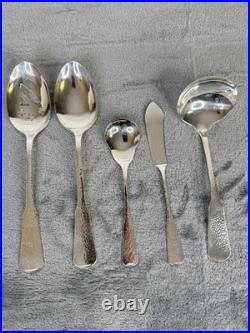 1881 Rogers Oneida Flatware Hammered FIRST COLONY Silverplate 43pc Service For 8