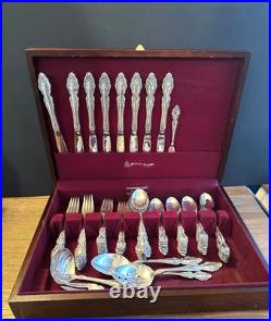1881 Rogers Oneida Silverware silver plate Baroque Rose Pattern 81 Pieces