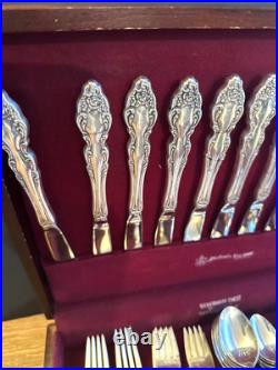 1881 Rogers Oneida Silverware silver plate Baroque Rose Pattern 81 Pieces