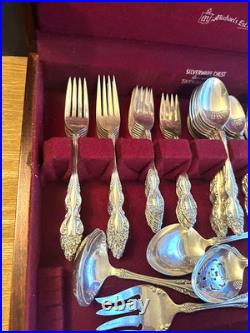 1881 Rogers Oneida Silverware silver plate Baroque Rose Pattern 81 Pieces